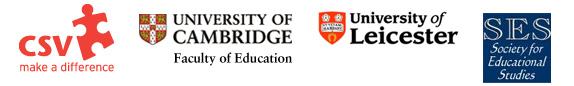 Logos for CSV, University of Cambridge, University of Leicester, Society for Educational Studies